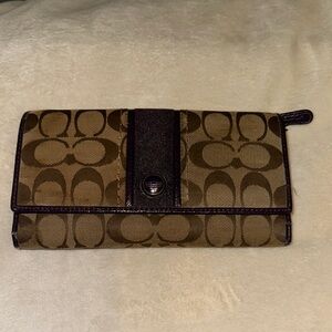 Coach Tan and Brown Signature Clutch